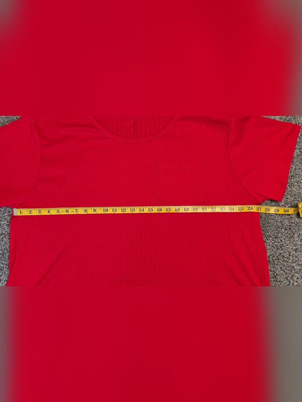 ANDREE BY UNIT Bright Red Ribbed Short Sleeve Pocket Tee 2X - Picture 4 of 6